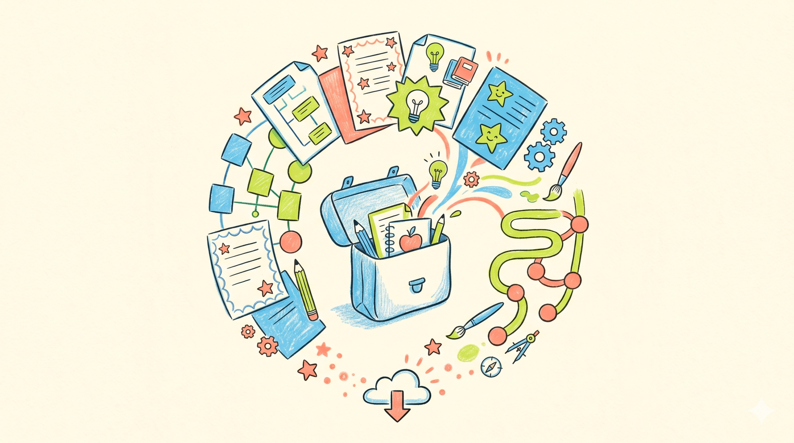 Plantillas gratuitas para profesores organizadas en un diseño visual educativo